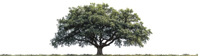Bur Oak tree single object, realistic isolated on white background
