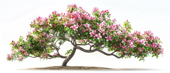 Kousa Dogwood tree single object, realistic isolated on white background