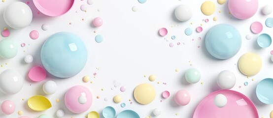 Pastel Colored Spheres on White Background