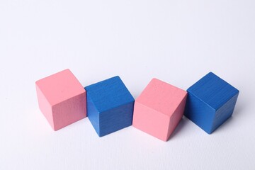 Obraz premium Many blank colorful cubes on white background