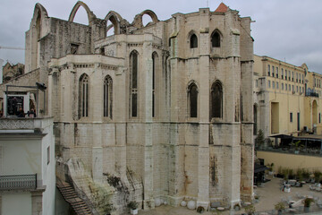 Convento do Carmo, Ruined Gothic church, destroyed by an earthquake in 1755, with an evocative...