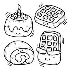 Vector illustration coloring simple cartoons. outline black and white, icon