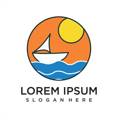 Symbol simple Mountain Logo with line art style Illustration logo design