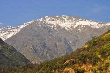 Snowy peak, Andes Mountains, Santiago, Chile