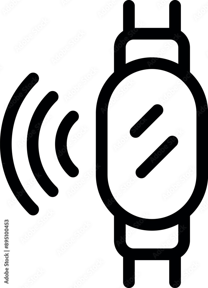 Poster smartwatch sending data with radio waves, showing the concept of wireless connection