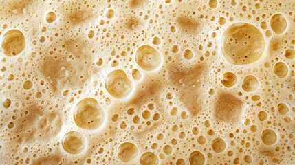 Close-up Texture of Golden Frothy Beer Bubbles Abstract Background