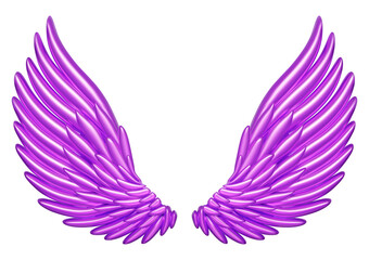 Obraz premium 3d realistic detailed purple angel wings. Stock vector illustration on isolated background.