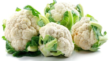 Fresh cauliflower on white background.