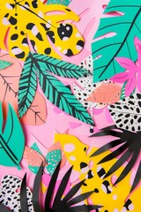 vibrant collection of paper cut-out leaves, arranged in an overlapping pattern