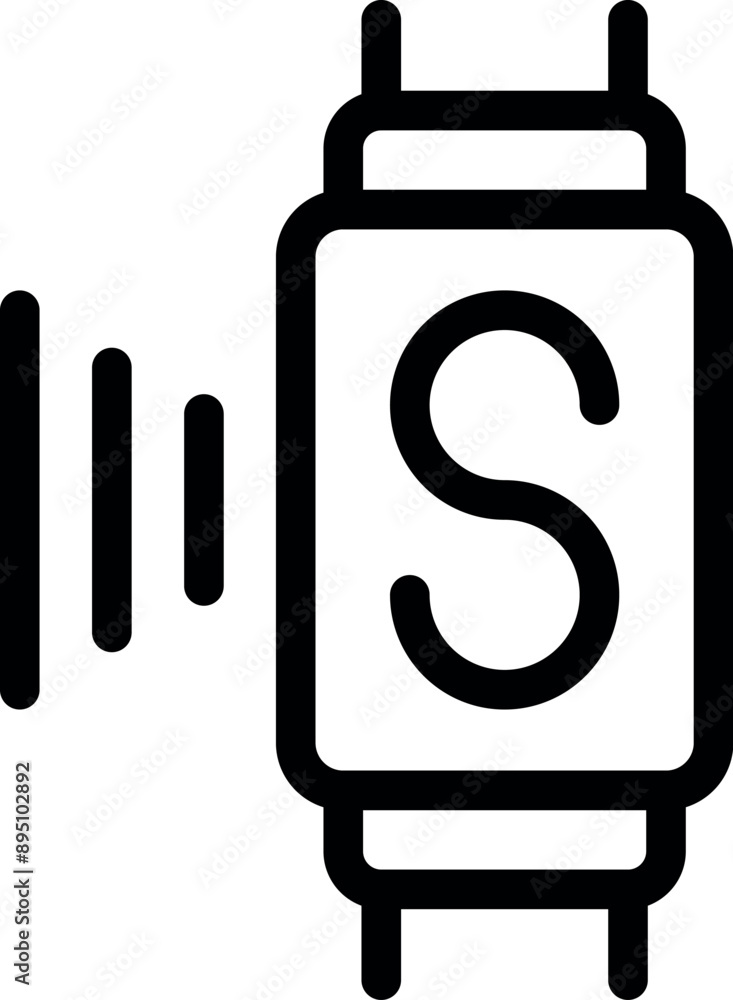 Poster minimalist icon of a smartwatch receiving a signal, perfect for mobile interfaces and digital projec