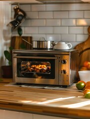 Toaster Oven on Wooden Counter