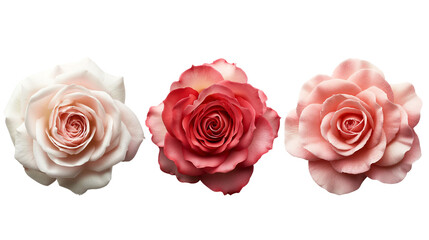 Rose collection pink on transparent background.