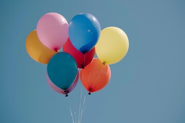 Obraz premium Colorful Balloons Floating in the Blue Sky
