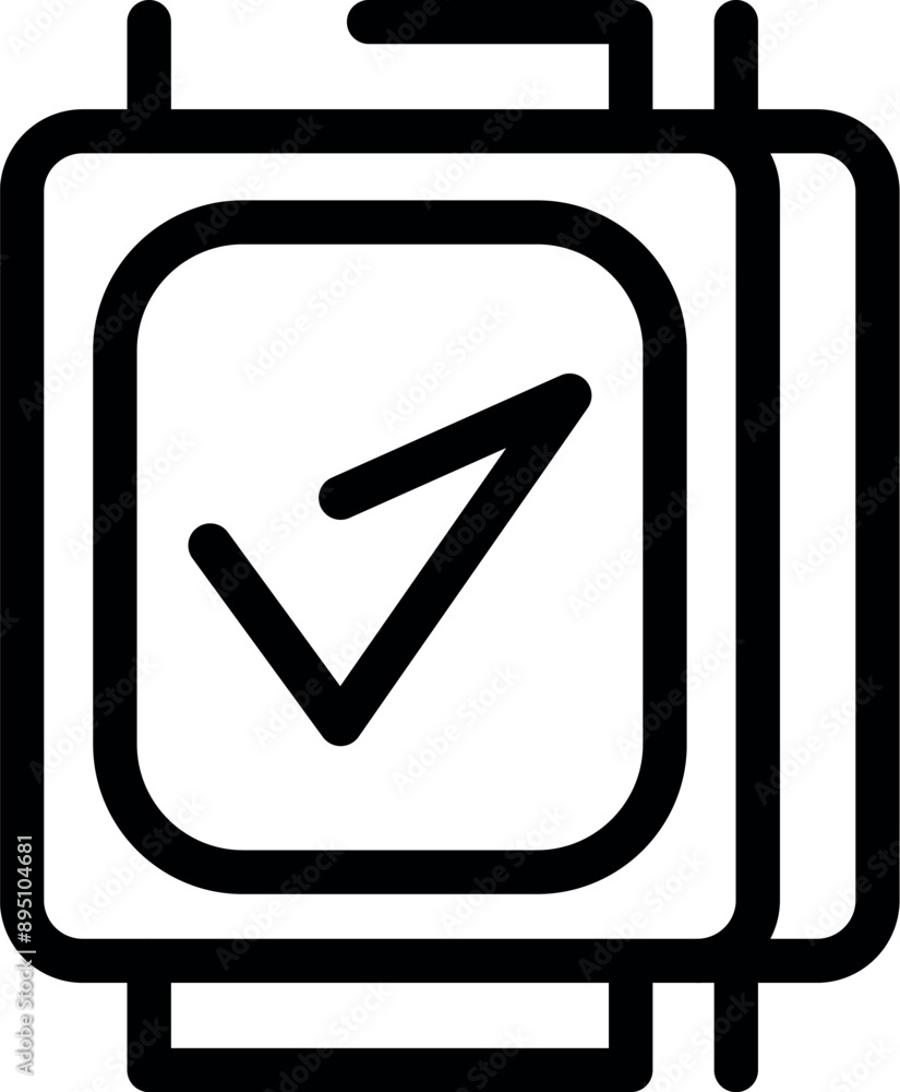 Aufkleber line art icon of a smartwatch displaying a validated check mark icon, representing a successful acti