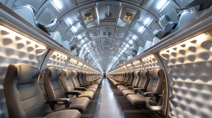 A long hallway with many doors and windows