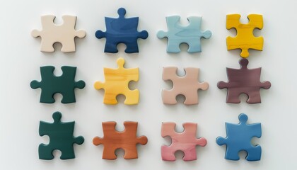 Fototapeta premium Teamwork in Action with Colorful Puzzle Pieces Fitting Together to Solve a Challenge