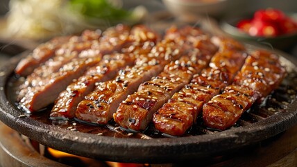 Fototapeta premium Grilled Pork Belly with Sesame Seeds