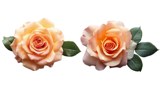 orange rose collection on transparent background.