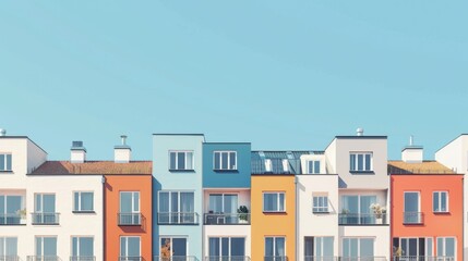 Fototapeta premium Urban Density. Contemporary Real Estate Development in Blue Multi-Family Residential District