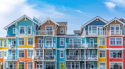 Fototapeta premium Urban Density. Contemporary Mixed-Use Real Estate Development with Blue Sky Background