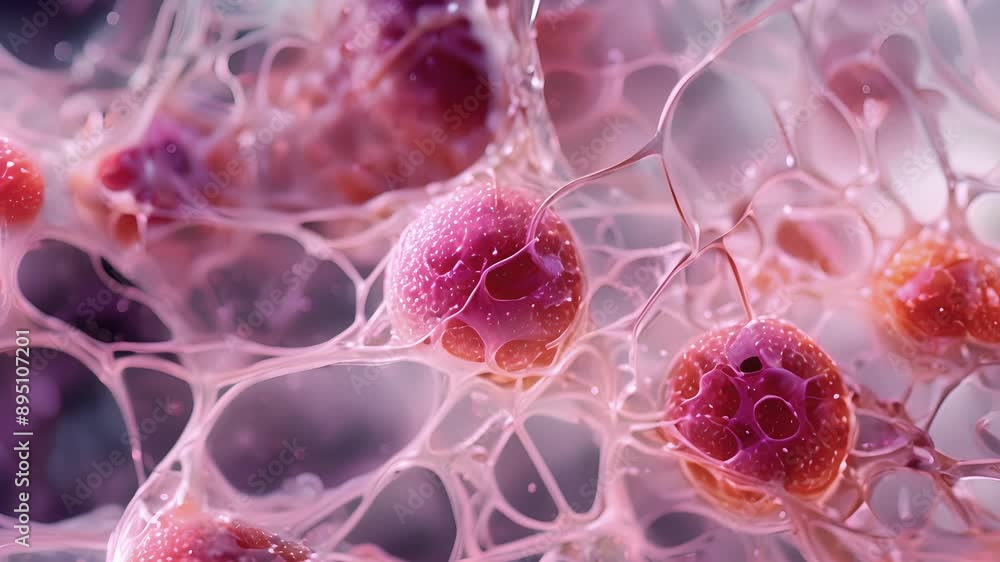 Poster placenta cells structural image showing the delicate and intricate web of cells that facilitates the