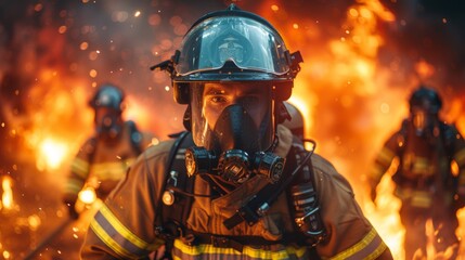 Close-Up Portrait of a Firefighter During a Blaze