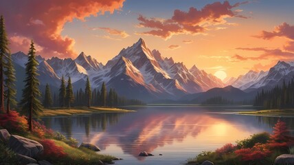 Obraz premium An image of a breathtaking mountain range at sunrise