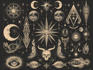 Esoteric symbols with background illustration