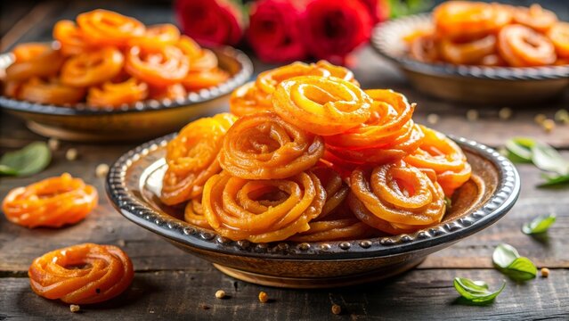Close-up of Jalebi Sweets in a Bowl, Indian Dessert, Traditional, Sweet Treat, Festive, Jalebi , Sweets