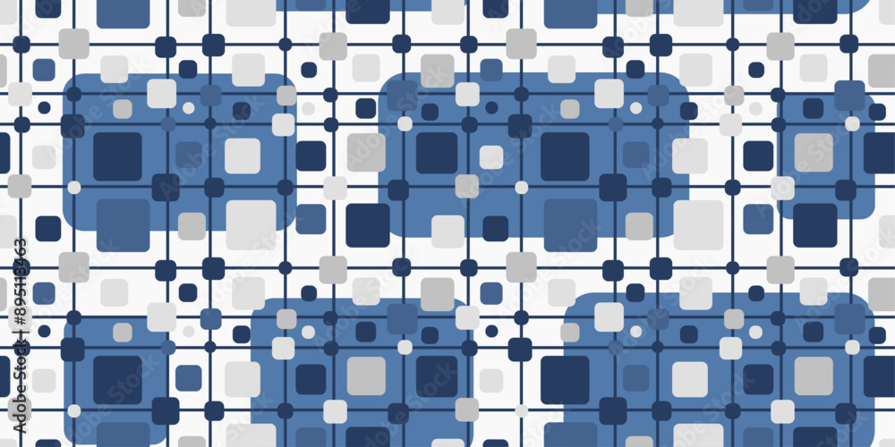 Leinwandbilder Squares in a grid, a stylish simple minimalist pattern in blue.