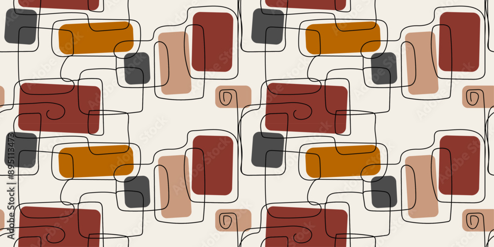 Aufkleber Abstract textile texture made of colored rectangles, as well as an ornate line of a repeating patch. A repeating, unobtrusive, minimalist pattern.