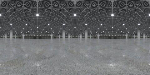 Exhibition hall HDRI. environment, 3d panorama 360 degrees of empty exhibition space. exhibition booth and event. Marketing mock up. 3D render illustration