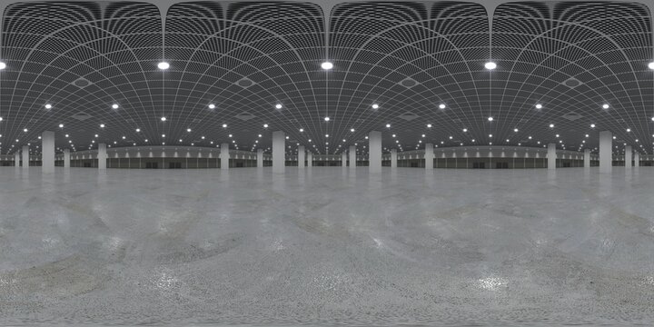 Exhibition hall HDRI. environment, 3d panorama 360 degrees of empty exhibition space. exhibition booth and event. Marketing mock up. 3D render illustration