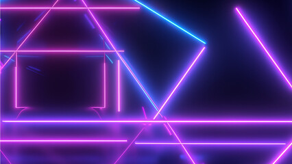 Ilustraciones generadas por IA de lineas neon sobre fondo negro 