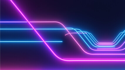 Ilustraciones generadas por IA de lineas neon sobre fondo negro 