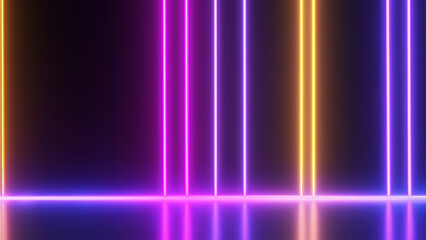 Ilustraciones generadas por IA de lineas neon sobre fondo negro 