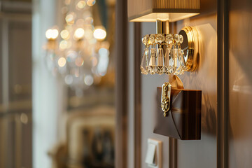 Art Deco Wall Sconce Crystal Details Luxury Chocolate Box Elegant Setting ,printspace