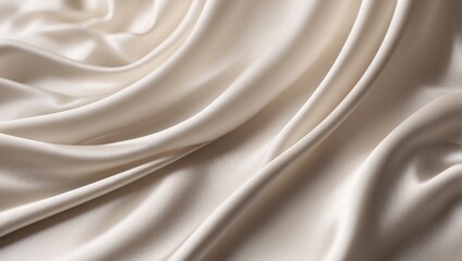 Luxurious ivory silk satin drapery background with abstract monochrome luxury texture.