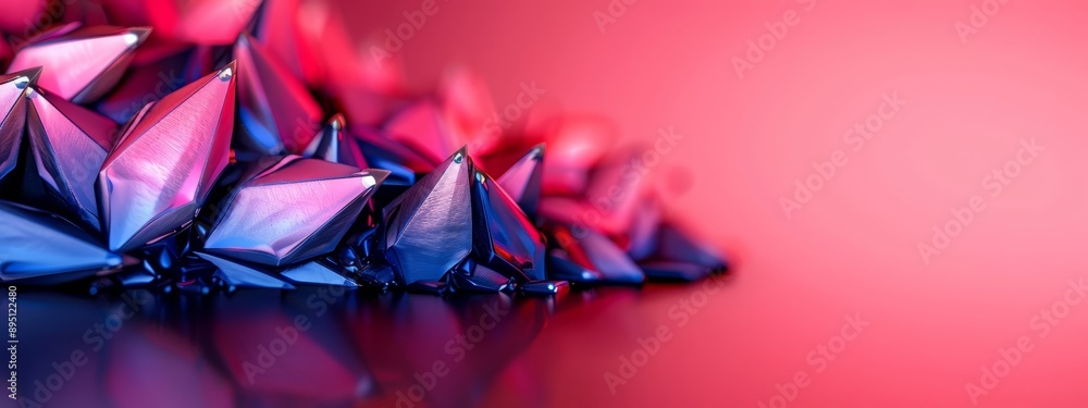 Canvas Prints  A tight shot of an assorted collection of origami on a table against red and blue backdrop