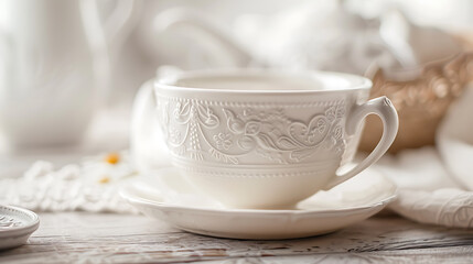 Fototapeta premium Cottagecore Teacup Embossed Details Mockup ,copyspace
