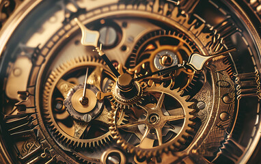 Steampunk Clock Brass Gears Mockup ,copyspace