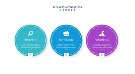 Horizontal progress bar featuring 3 arrow-shaped elements, symbolizing three six stages of business strategy and progression. Clean timeline infographic design template. Vector for presentation