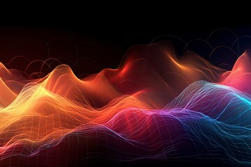 Abstract colorful data visualization background with electronic waves