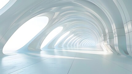 Naklejka premium Futuristic minimalistic clean light Architecture background, Futuristic Living Space