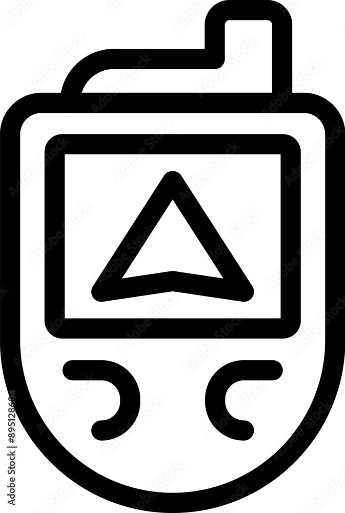 Poster gps device showing navigation arrow on screen, travel and location concept