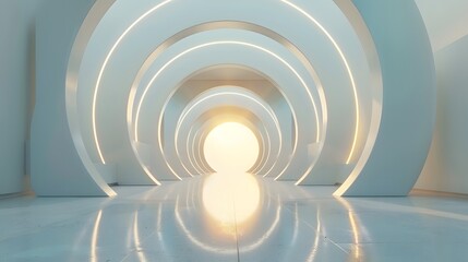 Obraz premium Futuristic minimalistic clean light Architecture background, Futuristic Living Space