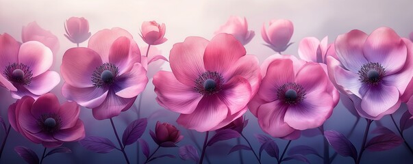 Vibrant pink flowers background, soft focus, floral art with copy space. Abstract watercolor background, delicate pink and purple floral patterns.