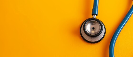  A stethoscope on a yellow surface, one more nearby