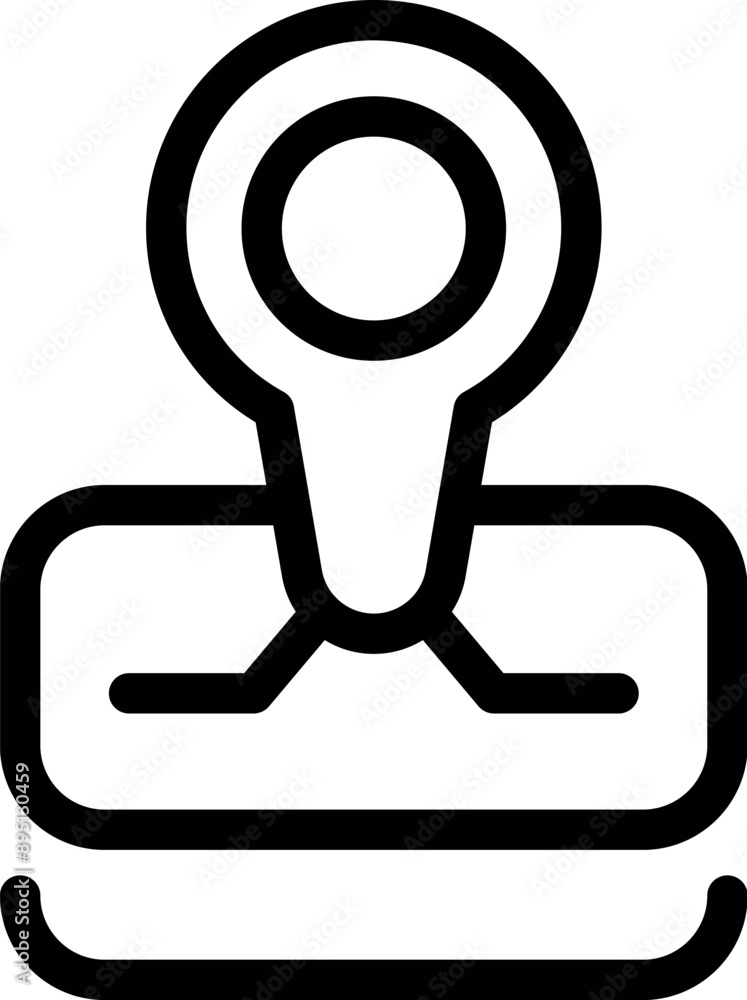 Poster location pin icon marking a specific point on a stylized map, symbolizing navigation and destination