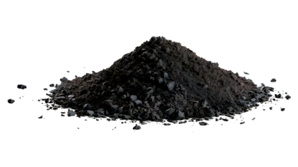 pile of soil isolated on white. pile of coal